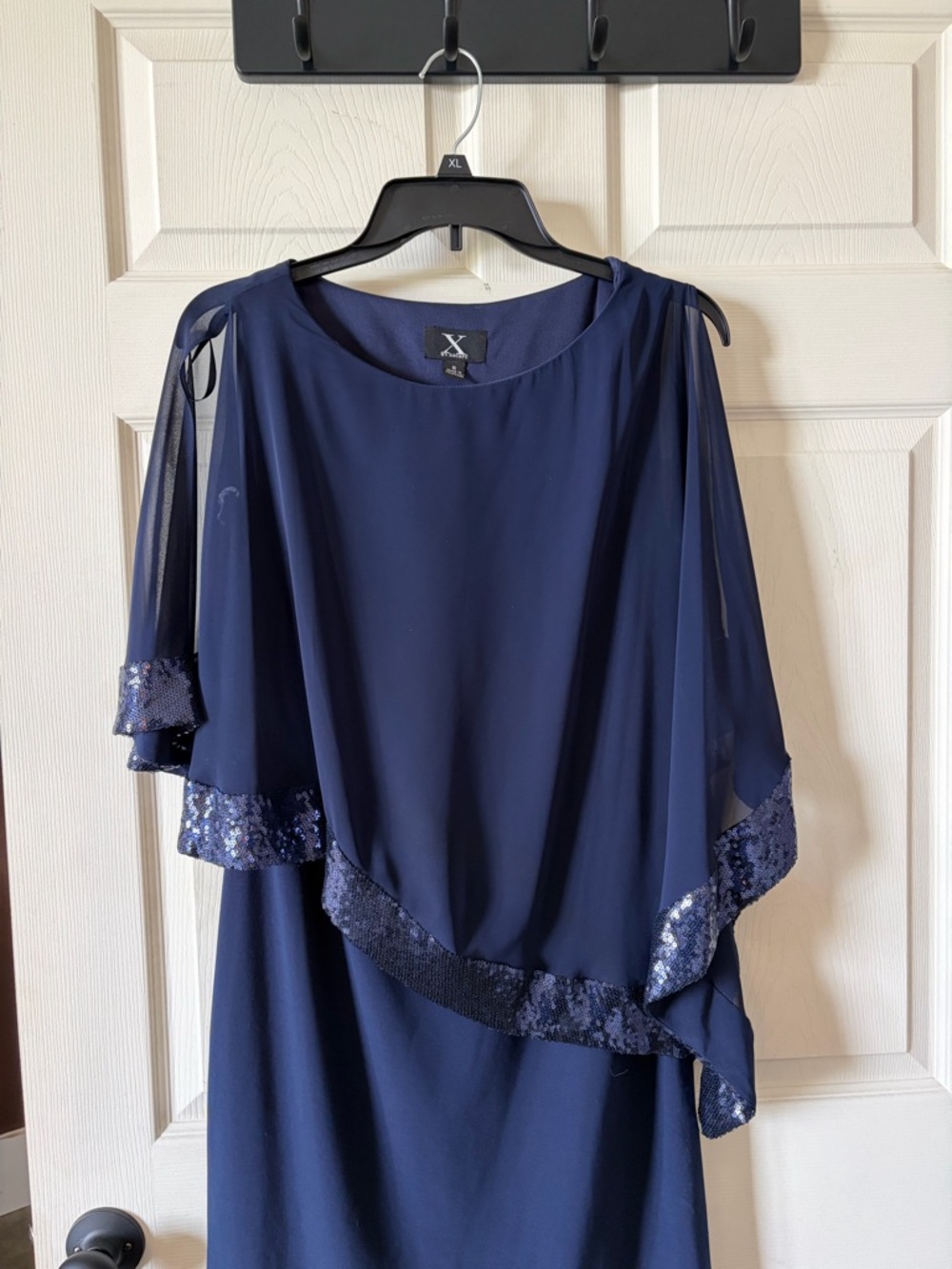 Xscape Navy Round-Neck Dress
